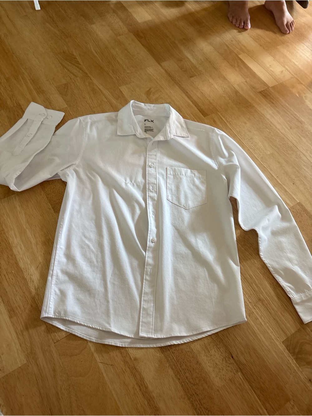 FLX Men's White Long-Sleeve Button-Up Shirt
